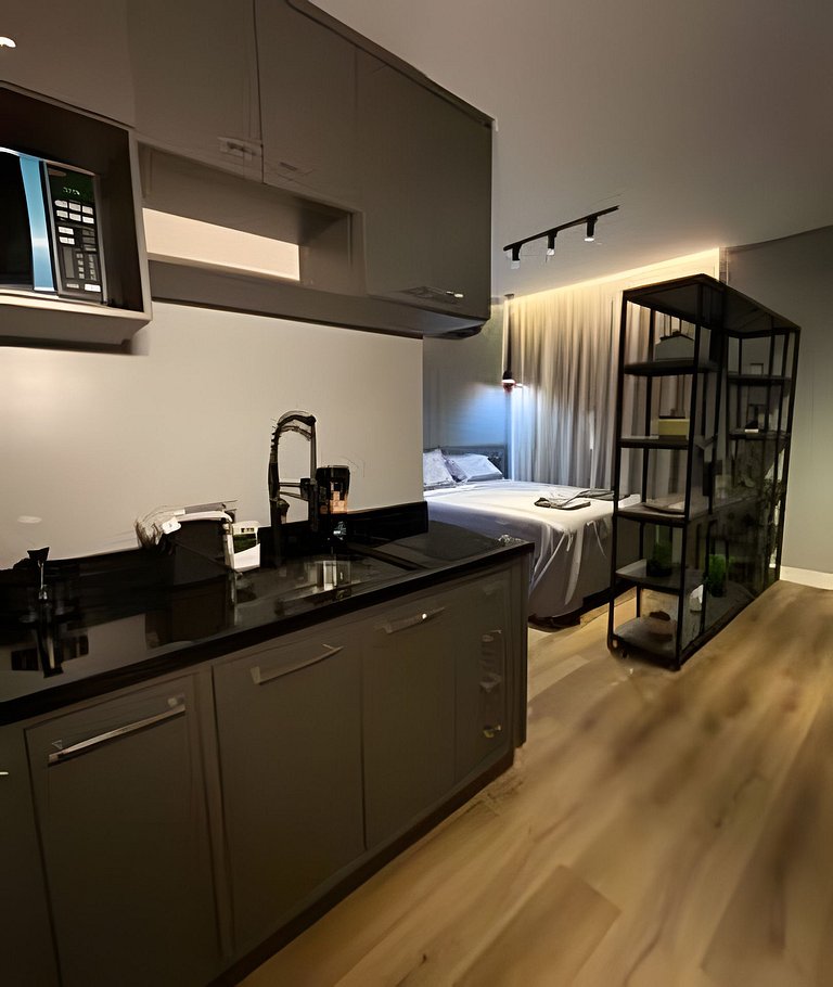Studio novo, seguro, com ar-cond e Smart TV