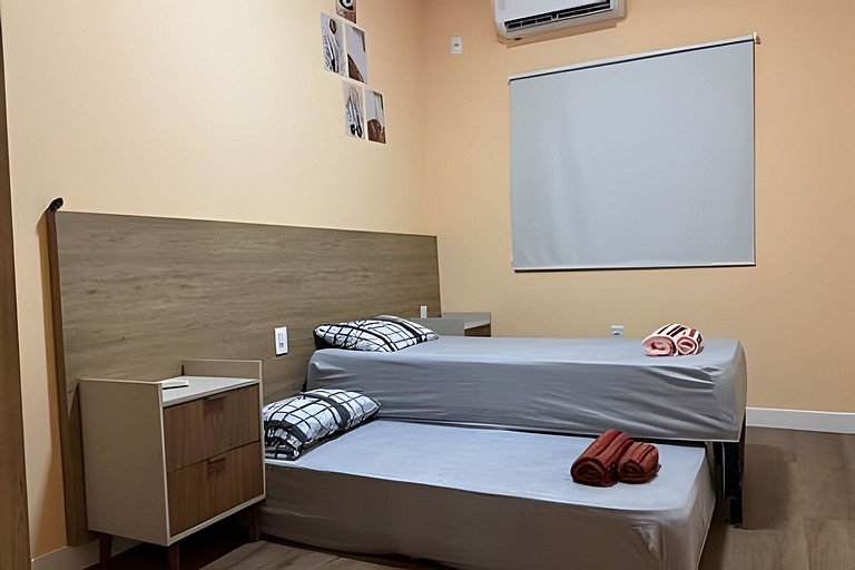 2 Quartos | Novo premium com ar, lava e seca.